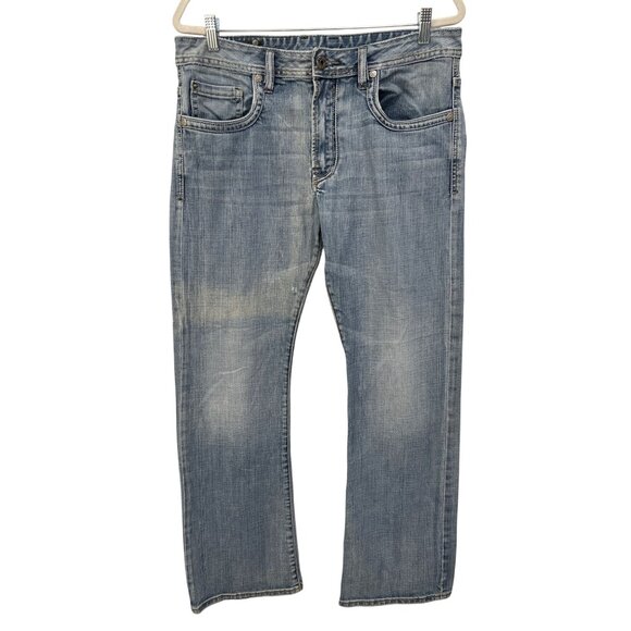 Buffalo David Bitton Jeans Size 34 Bootcut Denim Light Wash Distressed Western - Picture 1 of 9